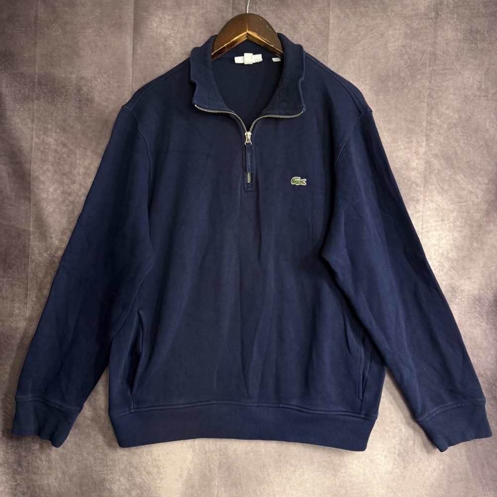 Lacoste Mens Navy Blue Quarter Zip Sweatshirt FA12146 XXL